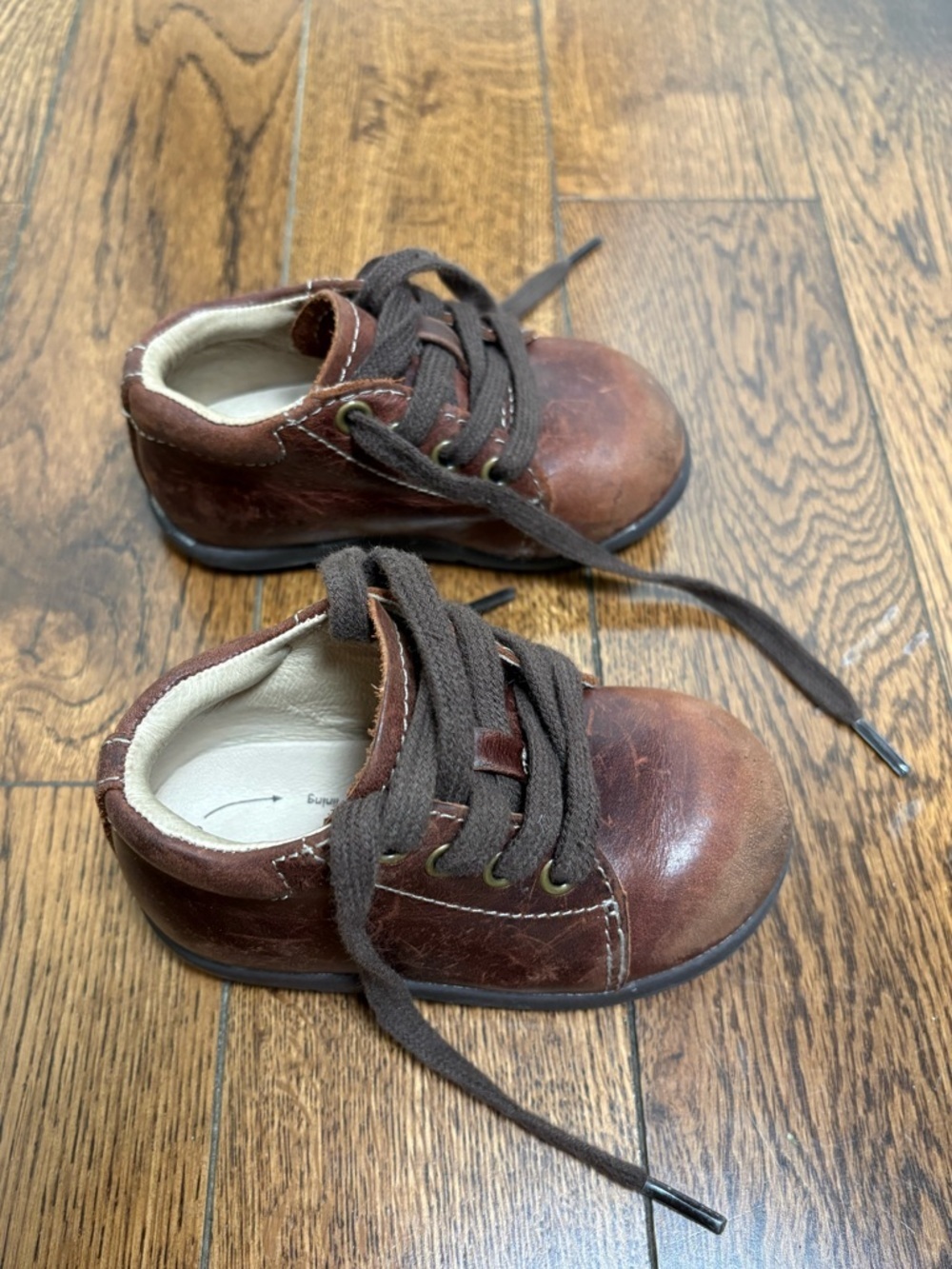 Stride Rite Baby Brown Leather Lace-Up Walker Shoes Size 4W